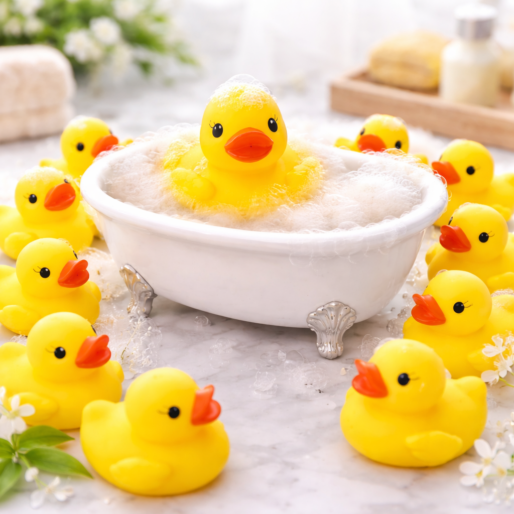 Little Yellow Duck, Baby Playing In Water, Swimming, Squeeze Toy, Playing Duck